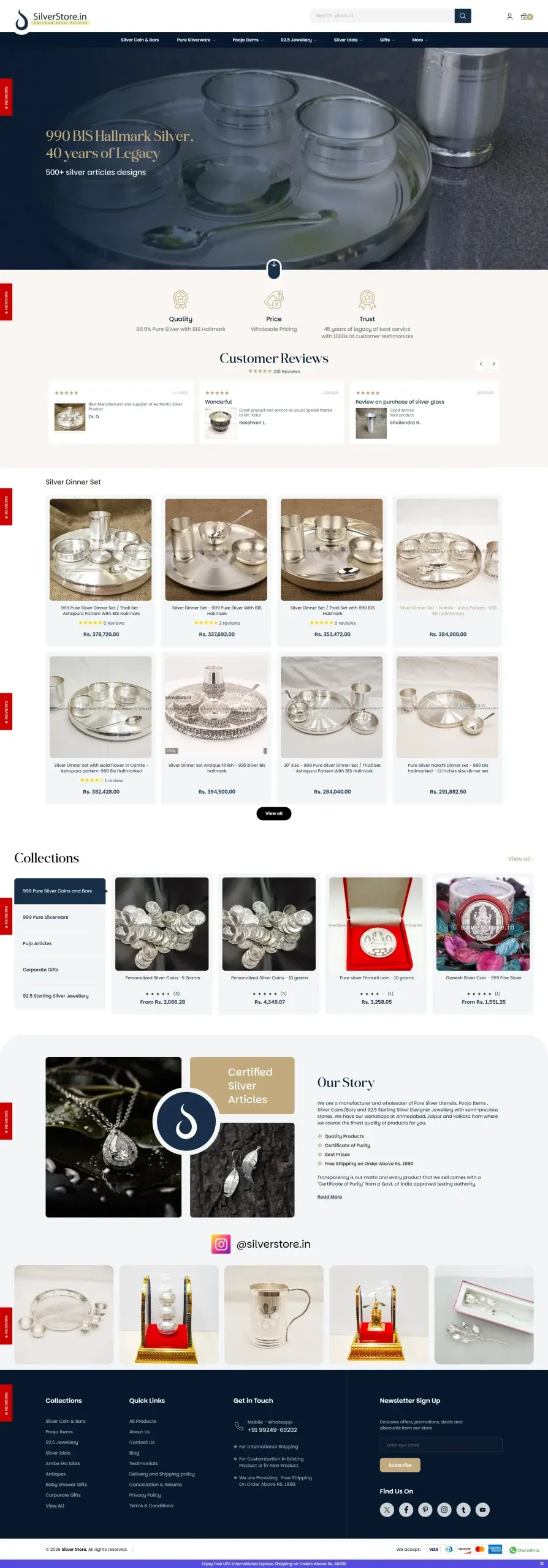 Silver store home page Silver store home page